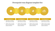 PowerPoint Venn diagram template with four interconnected circles, each with an icon and sections below.