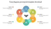 Circular Venn diagram with six overlapping colored circles, each containing an icon, surrounding a handshake symbol.
