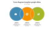 Three interlocking circles in blue, orange, and green, each with a business related icon and a caption beneath.