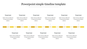 Horizontal timeline with twelve yellow blocks labeled Jan to Nov, each with placeholder text areas above and below.