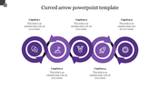 Curved arrow template with five purple loops connected horizontally, each featuring a white icon and placeholder text.