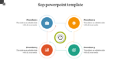 3D style digital marketing slide featuring six red segments with white icons and customizable text and descriptions below.