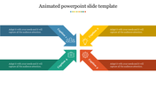 Animated slide with four colorful arrows in blue, yellow, red, and green, pointing inward with various icons.