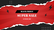 Bold Black Friday sale banner with torn black edges, red burst background, and white text offering up to 60% off.