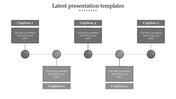 Custom PowerPoint slide featuring a grey hierarchical diagram with five connected captions for structured content.