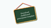 Green chalkboard with wooden border hanging on a red string, tilted slightly, displayed on a light dotted background.