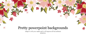 Colorful floral design with red, pink, and white flowers framing the top edge on a white background.