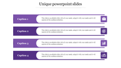 Unique layout with stacked purple blocks, editable white centers, and icons for briefcase, target, chart, and money.