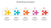 Colorful five piece puzzle infographic slide with numbered sections, each linked to a caption for step by step progression.