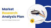 Market research analysis plan PPT covering objectives, scope, methodology, data collection, tools, and insights.