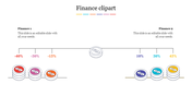 Finance chart with colorful coin stacks and percentage labels, split into negative and positive sections.