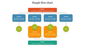 Colorful simple flow chart slide with multiple decision points and captions for editing.