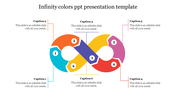 Multicolored infinity loop diagram with six numbered segments and captions aligned outside.