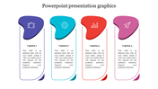 Graphics slide with four colorful icons representing a briefcase, gear, graph, and paper airplane, with  captions areas.