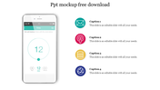 Smartphone mockup displaying a timer app with 12 hours set, accompanied by four colored icons with caption areas.