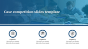 Blue themed header over teamwork image and three circular icons with captions on a white backdrop.