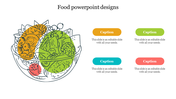 Food PowerPoint template featuring a salad bowl with colorful vegetables and fruit with captions on a white backdrop.