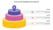 Three-level podium graphic with a award icon at the top, with corresponding numbered captions on the right.