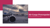 Airplane engine on the tarmac at sunset, with pink banner on the right featuring title, all against a white background.