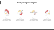 Beauty-themed template featuring salon-related icons and caption areas, arranged in a clean, linear layout.