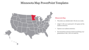 United States map with Minnesota highlighted in red, other states in gray, with caption area and bullet points.