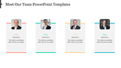 Professional team template with four portrait photos and matching colored borders for each profile section.