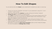 Beige background slide with black bold heading and detailed steps on editing infographic shapes in presentations.