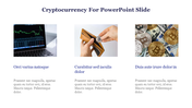 Slide with images of a stock chart on a laptop, a Bitcoin in a wallet, and Bitcoin on cash, aligned in a three column layout.