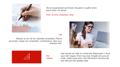 Slide featuring images of a person sketching on paper and a person working on a laptop, and a red icon with text.