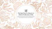 Coral themed PowerPoint slide with fish and ocean elements surrounding a central quote with placeholder text.