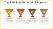 PowerPoint slide showcasing business icons like currency, money, and international currencies with placeholder text.