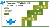 Vertical design with three numbered steps on green backgrounds, and a blue bird illustration in a bordered design.