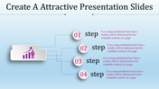 A step by step process diagram with four numbered steps connected to a growth icon on a light blue background.