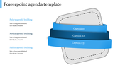 Agenda template showcasing overlapping green ribbons with captions on a dashed gray rectangle in a white backdrop.