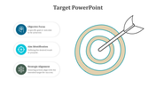 Illustrated target with an arrow hitting the center, accompanied by three captions on objectives, aims, and alignment.