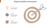 PowerPoint slide featuring a target with a dart and three steps for achieving goals.
