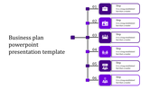 Minimalist workflow chart for business planning, showing six steps with icons and captions, visually representing a process.