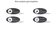 Analysis PowerPoint template with grey oval shapes, each representing different analysis types such as SWOT, Job, and Semen.