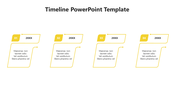 Orange timeline template with four stages labeled from 01 to 04, with caption areas each connected to text boxes.
