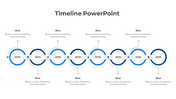 Vertical timeline with four red diamond milestones connected to circular nodes, captions linked to text boxes with icons.