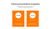 Client presentation slide with logos for Hexa and Kohinoor, alongside names and placeholder text for client information.