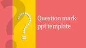 Slide with a question mark symbol made from white dots on a yellow section, set against a pink background.