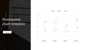 Chart template with a split layout, featuring a minimalistic vertical line chart on the right and a dark overlay with text.