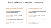 Two column layout detailing customer satisfaction objectives and tactical, strategic approaches to customer success.