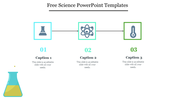 Horizontal science infographic showing three outlined icons with arrows, numbers, and editable text below each.