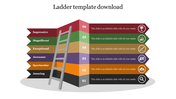 Ladder infographic with six colorful horizontal steps labeled 01 to 06, each with icons and editable text on the right.