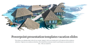 Coastal vacation huts on the water, connected by boardwalks, reflecting a tropical theme.