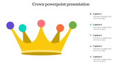 PowerPoint slide featuring a crown with colorful orbs with five caption text.