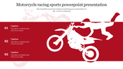Silhouette of a motorbike rider performing a stunt on the right, with three numbered placeholder text areas.