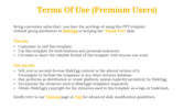 Terms of use for premium subscribers, including allowances for customizing templates and sharing editable versions.